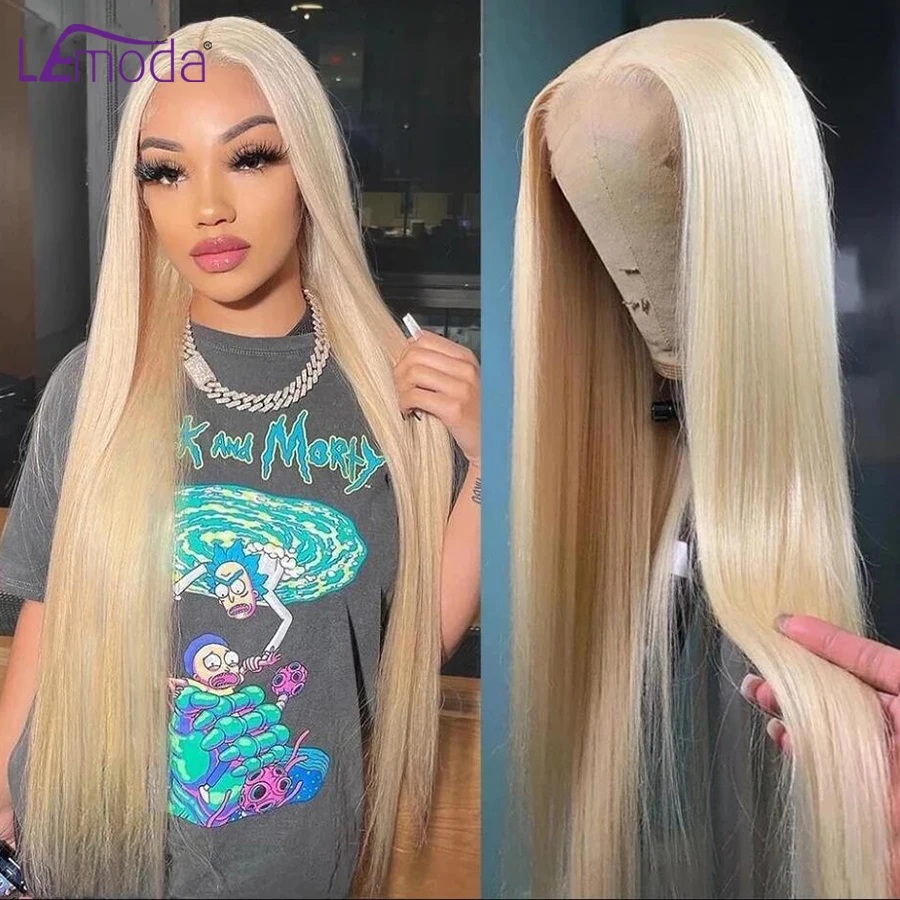 613 Парик Из Натуральных Волос На Сетке 13x6 Бразильский Прямой Медовый Блондин