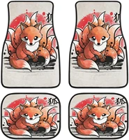 kawaii anime animal nine tailed fox art aesthetics car mats frontrear 4 piece full set carpet car suv truck floor mats with non
