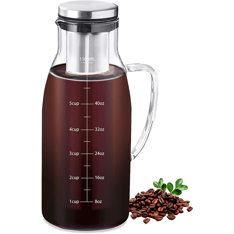 

Cold Brew Coffee Maker, Iced Coffee Maker With Airtight Lid And Removable Filter, Iced Tea Maker,Glass Pitcher