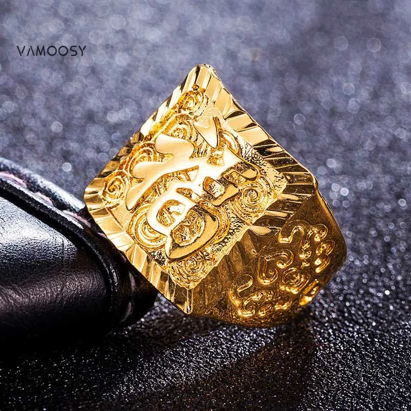 

VAMOOSY Vintage Charm Thick Solid Rings for Men Women Wedding Engagement Band Shiny Luxury Promise Finger Ring Tough Guy Jewelry