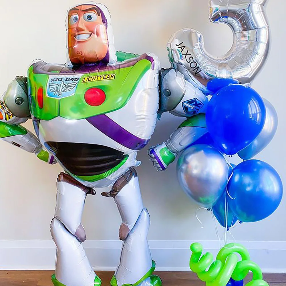 3D Great 101*134cm juguete de dibujos animados Woody Captain Buzz Lightyear Globos de aluminio superhéroe Story Globos decoración de fiesta de cumpleaños para niños