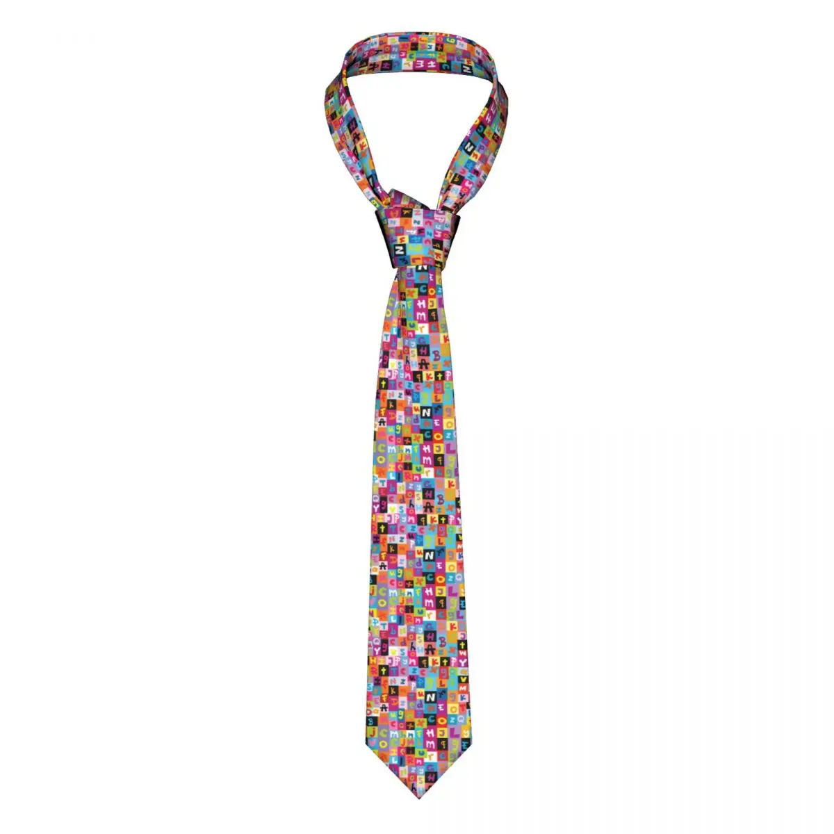 

Letter Pop Art Print Tie Jumble Alphabet Man Design Neck Ties Gift Blouse Formal 8CM Cravat