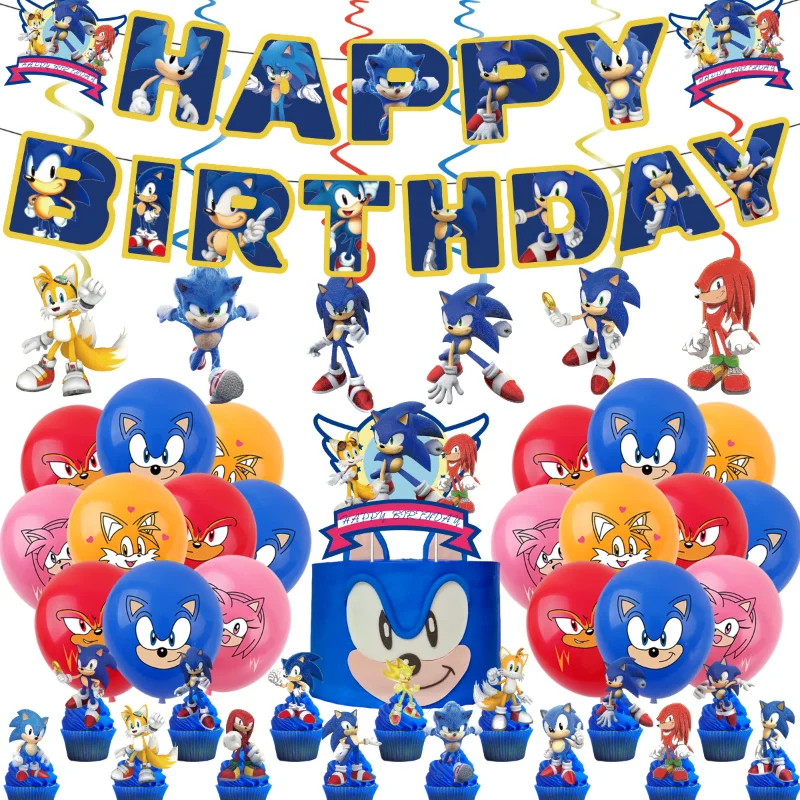

Theme Birthday Party Decoration Supplies Cartoon Hedgehog Sonic Knuckles The Echidna Shadow Tails Creative Dress Up Scene Set