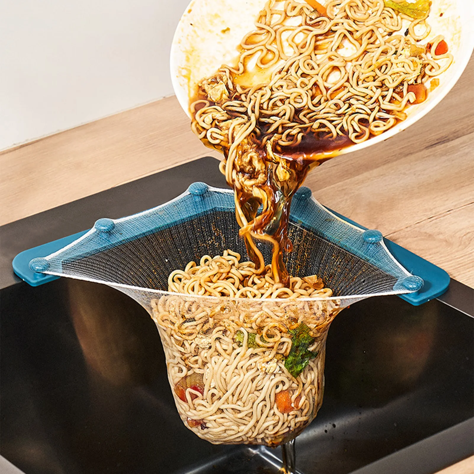 

Sink Triangle Strainer Mesh Net Kitchen Sink Drain Strainer Triangle Tri-Holder Sink Filter With 50 Pcs Mesh Net Bags For