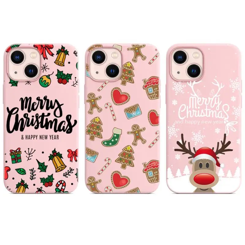 

Christmas deer santa new year gifts Phone Case Candy Color for iPhone 6 7 8 11 12 13 s mini pro X XS XR MAX Plus