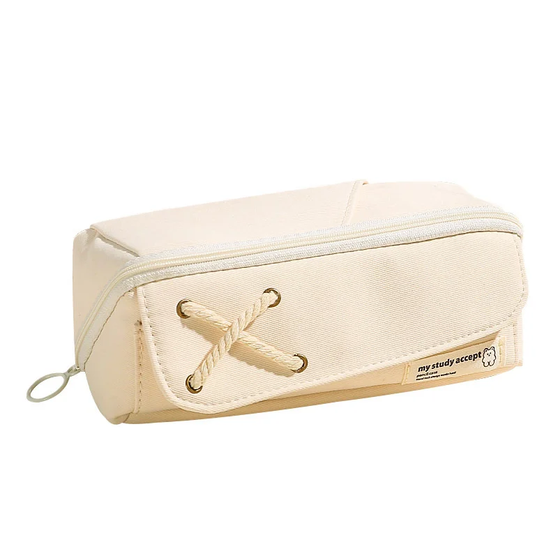 

Multi-layer Large Capacity Canvas Simple Fashion Pencil Case Girls Kawaii Cosmetic Bag Children's Stationery Box Gift Set