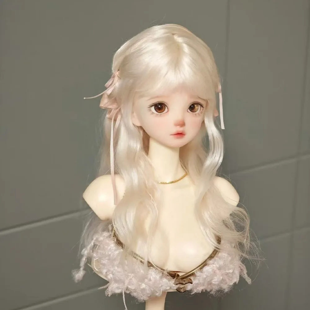 Фото Многоцветная длинная прямая/кудрявая заготовка парика для кукол BJD 1/3, 1/4, 1/6, необработанная основа для самостоятельной укладки и кастомизации №3
