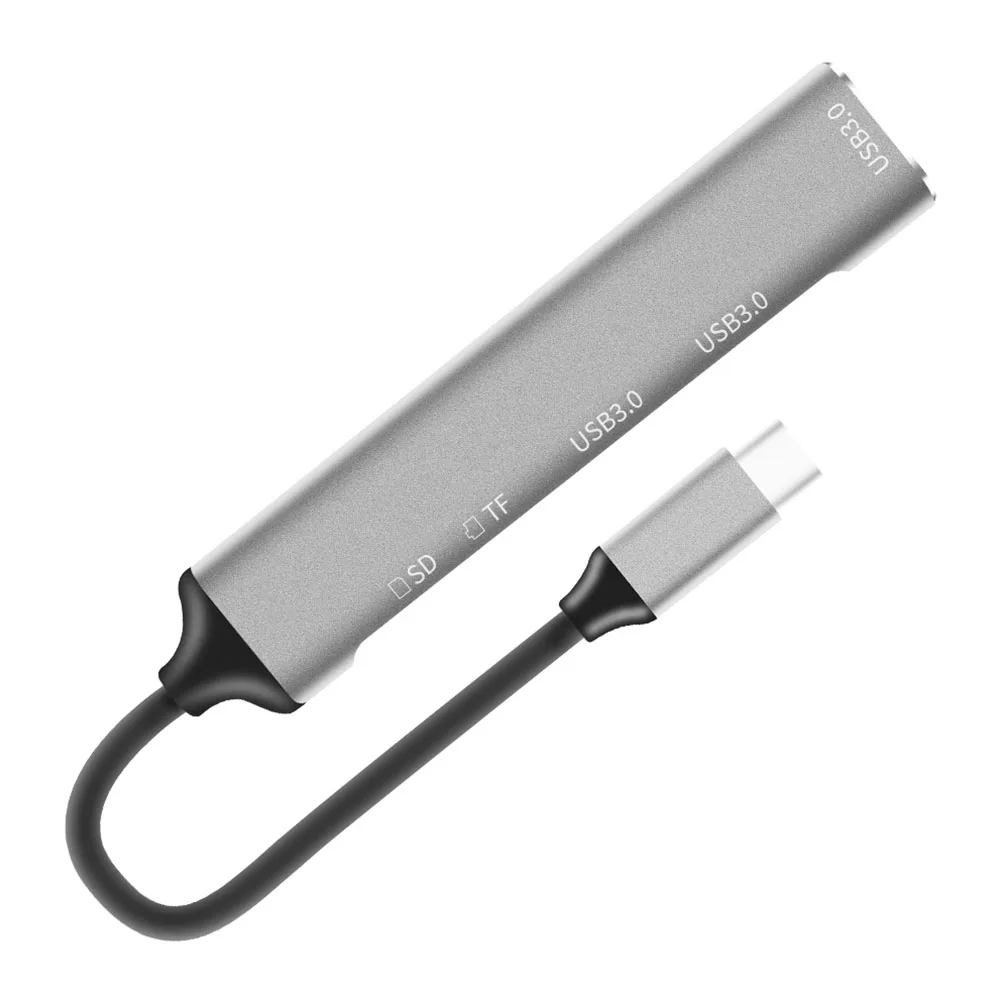 

5 In 1 Adapter Accessories Aluminum Alloy Laptop High Speed Portable Docking Station USB C Hub TF Card Reader USB3.0 Ports