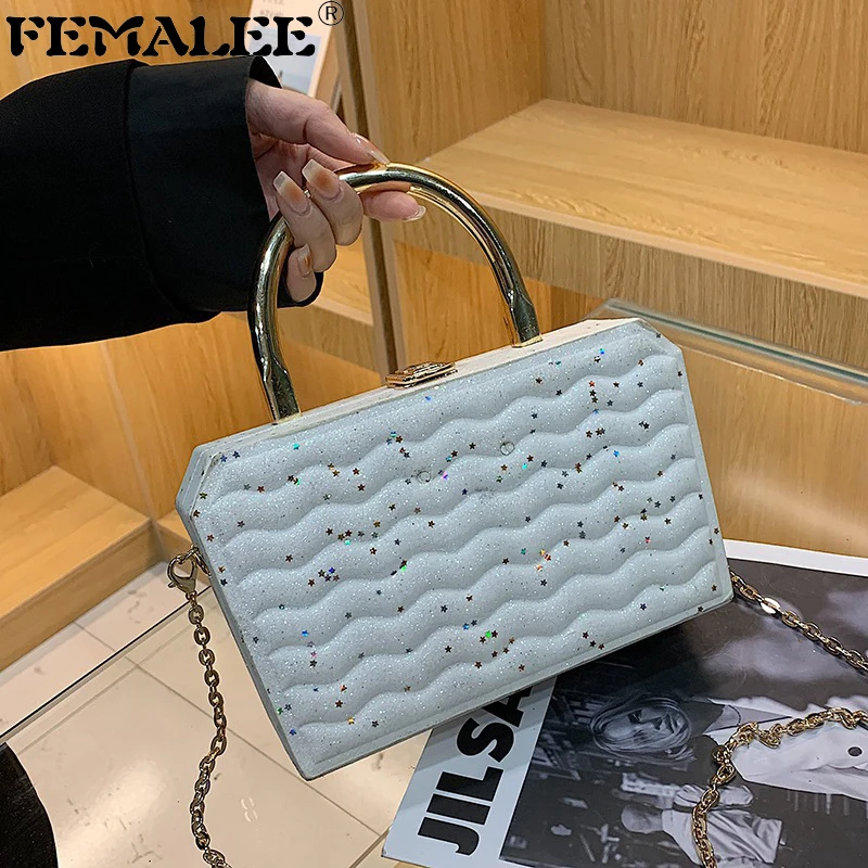 

Блестящие вечерние сумочки с блестками для женщин, дизайнерские жесткие сумки-мессенджеры с металлическими ручками, роскошные сумки-тоуты ...