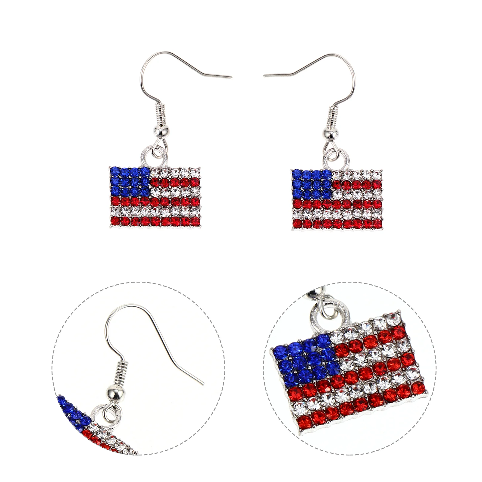 

2 Pairs Independence Day Jewelry Earrings Diamond Female Alloy Fashion Miss Earings Women