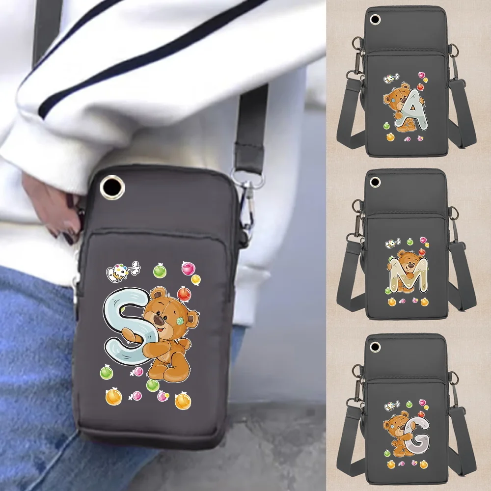 

Женская сумка, сумки через плечо, кошельки, сумка на руку Apple/Huawei/Samsung, универсальная сумка для хранения сотового телефона с принтом медведя и надписью