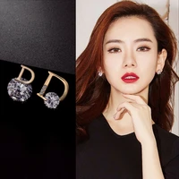 2020 new european and american personality letter d inlaid zircon sexy earrings party queen earrings jewelry korean earrings