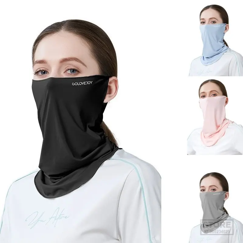 

Ice Silk Sunscreen Mask Women Summer Anti-UV Quick-drying Face Cover Scarf Breathable Lady Neck Protection Cycling Face Mask