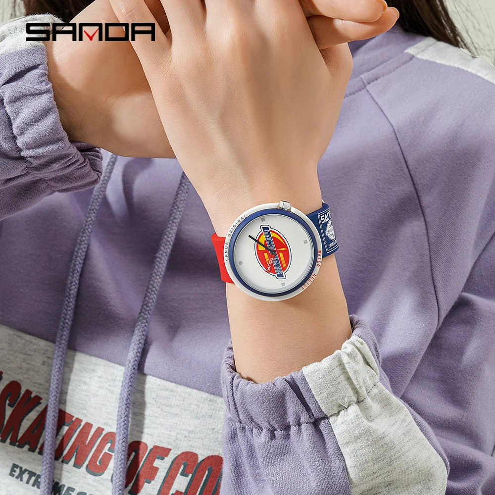 New SANDA 3202 Creative Mens Luxury Watches Fashion Silicone Belt Women Quartz Wrist Watch Men Sports Clock Relogio Masculino enlarge