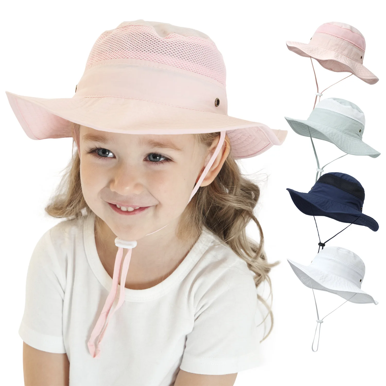 Summer Kids Sun Hat Children Beach Hats Caps Outdoor Travel Breathable Mesh Fisherman Hat UV Protection Hats Boys Girls Cap