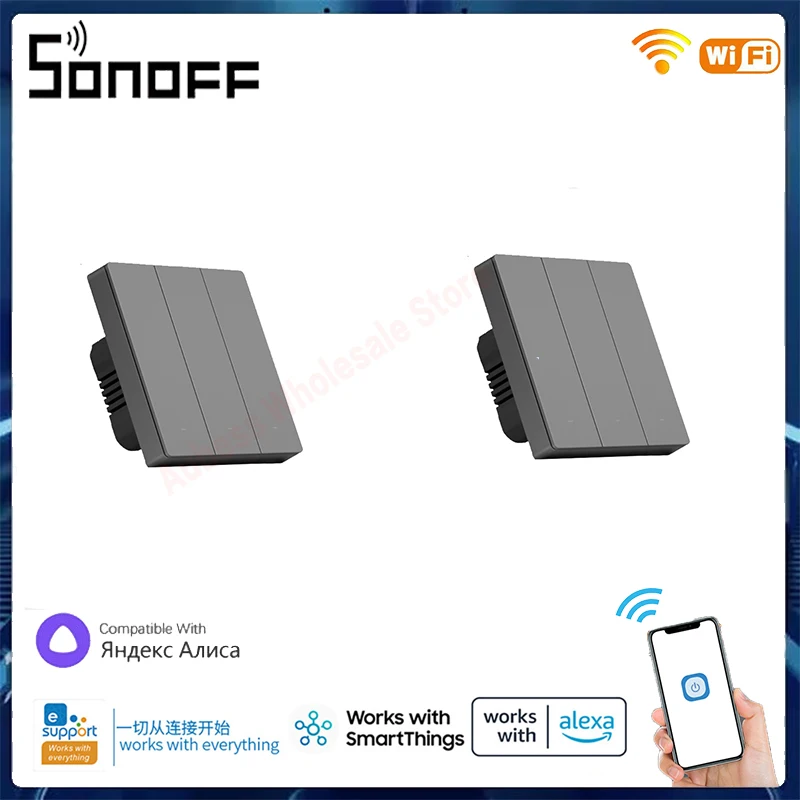 

SONOFF M5 SwitchMan Smart WiFi Wall Switch 1/2/3 Gang Wall Push Button Switch APP Control Smart Switch Via Alexa Alice EWeLink