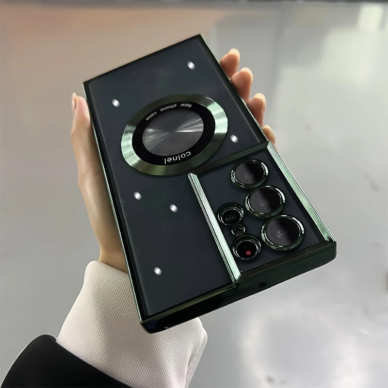 Luxury Clear Silicone Magnetic Wireless Charging Case For Samsung Galaxy S23 S22 Ultra Plus Cases For Magsafe Shockproof Cover