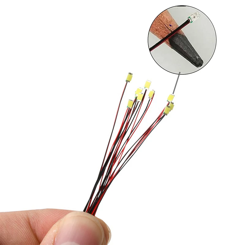 10 шт. 0402 0603 0805 Smd лампа Предварительно Проводная микро светодиодная предварительно спаянная микро-лицевая Проводная микросхема 30 см 3 в железнодорожная модель оружейные сцены