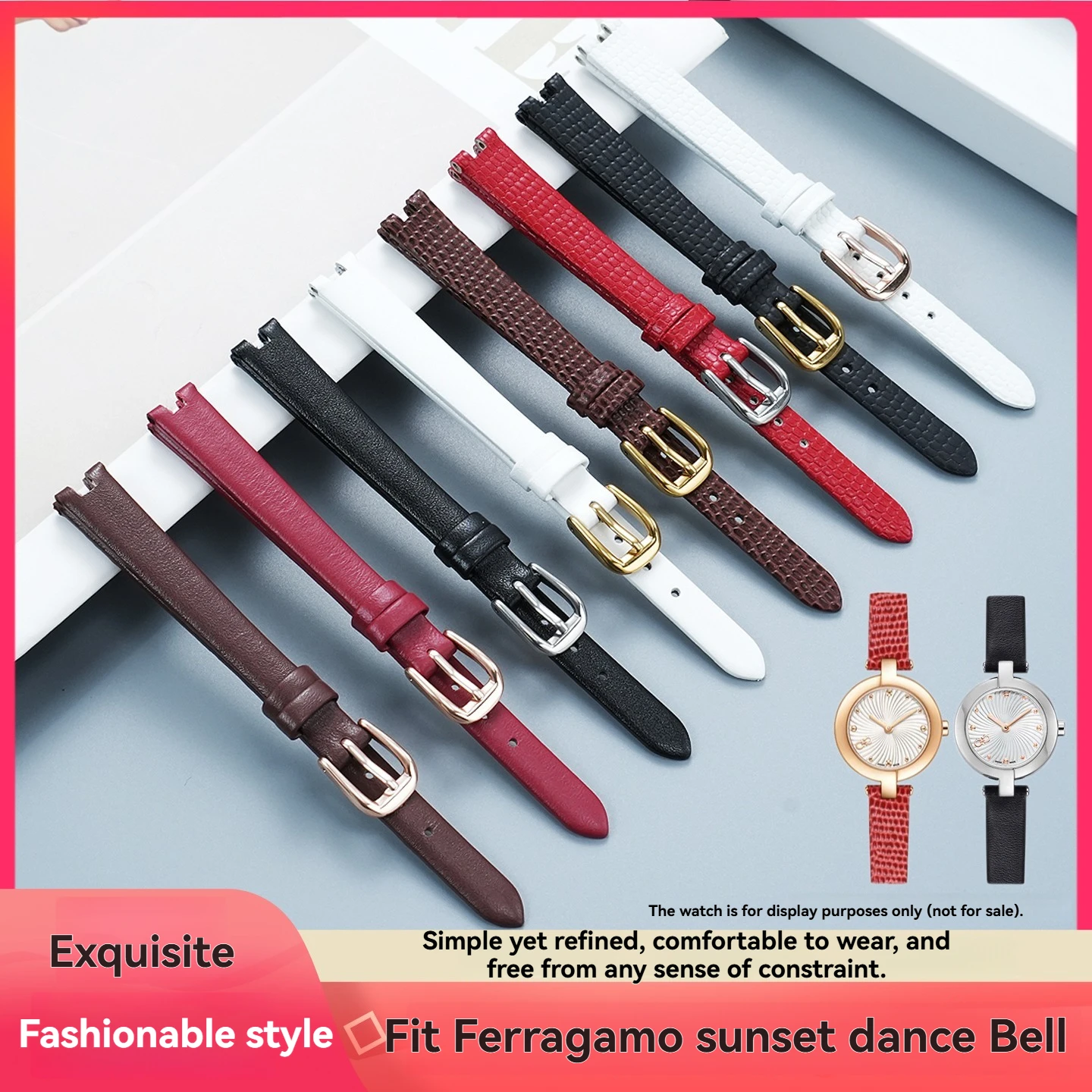 Фото Подходит для ремешков для часов Ferragamo, легкий и стильный женский ремешок SFAT01622 SFAT01824 из натуральной кожи, аксессуары для часов. №1