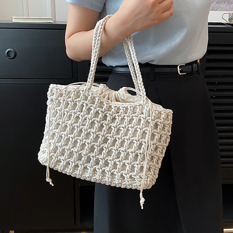 

Women Purses and Handbags Fashion Luxury Underarm Side Bags for Ladies Designer Knitted Wool Shoulder Bag Travel Shopper Purse