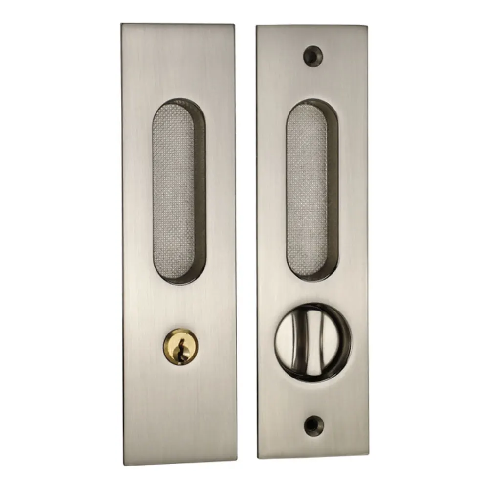

Zinc Alloy Brass Sliding Door Lock Set Brushed Nickel Locks Mute Anti-theft Rustless For Bedroom Bathroom Door Silver Black
