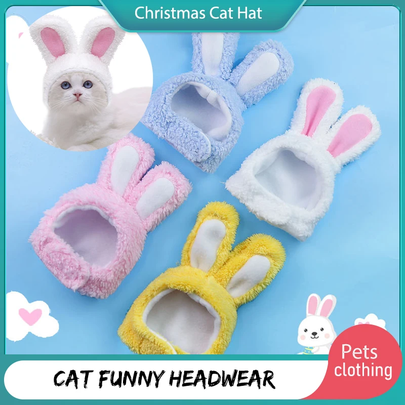

New Funny Pet Dog Cat Cap Costume Warm Rabbit Hat New Year Party Christmas Cosplay Accessories Photo Props Headwear