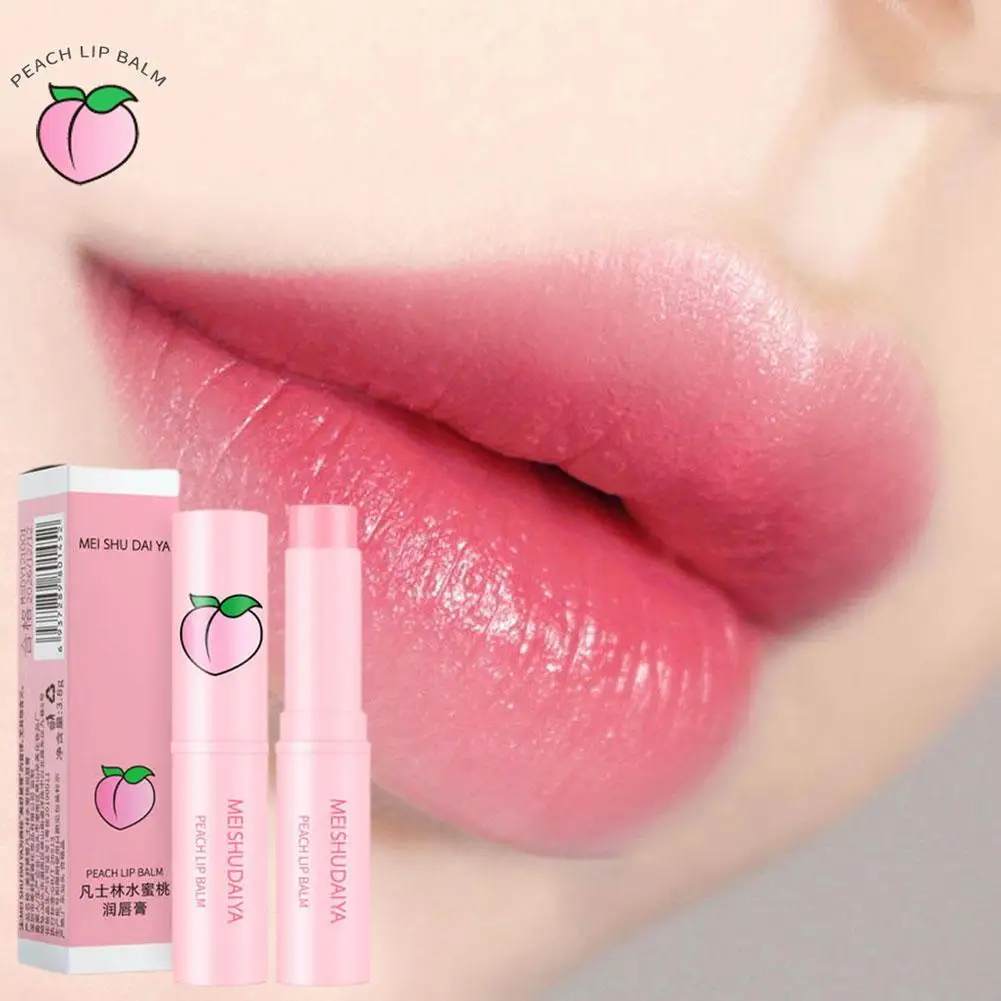 

1PCS Natural Peach Lip Balm Long-lasting Moisturizing Temperature Change Color Lipstick Anti-drying Repair Lip Care Cosmetics