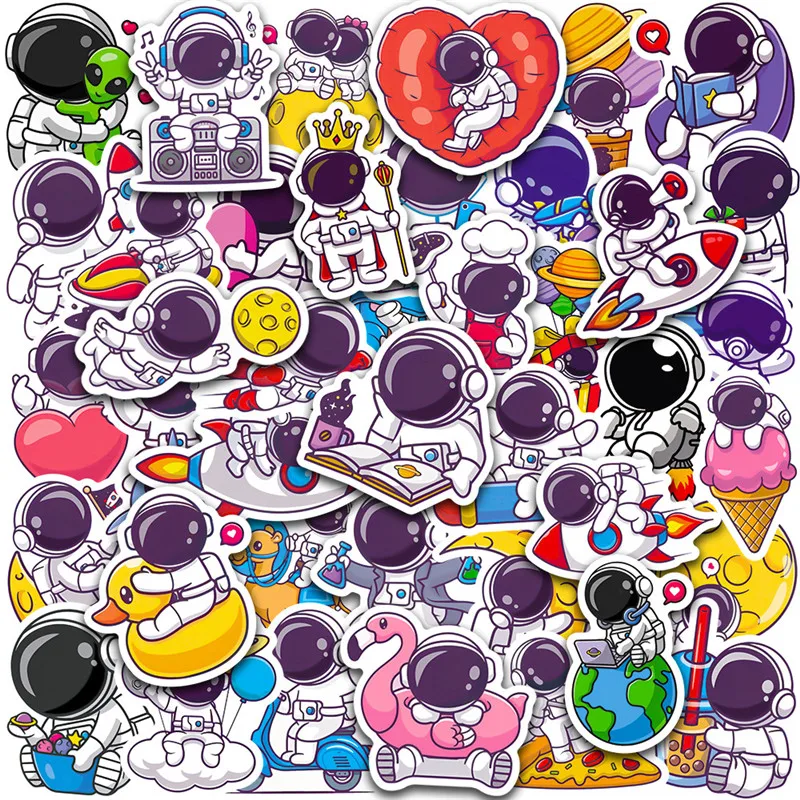 

10/50Pcs Cartoon Astronaut Stickers Skateboard Laptop Phone Bike Car Luggage Cool Waterproof Toy Sticker for Kids