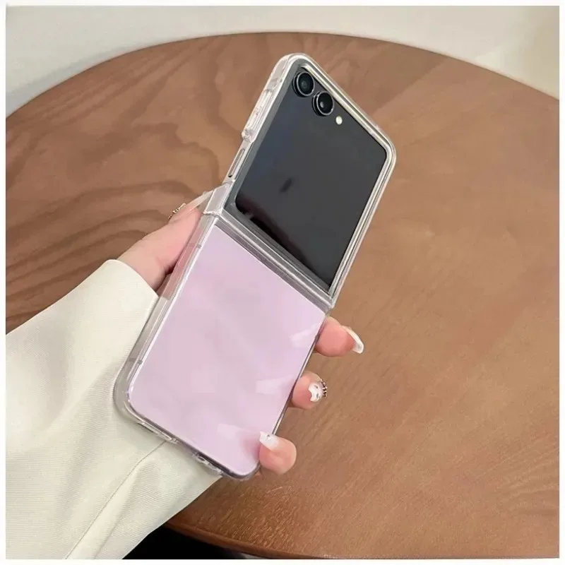 Чехол для Samsung Z Flip6 прозрачный роскошный защитный чехол ПК тонкие чехлы Galaxy Flip5 Flip4