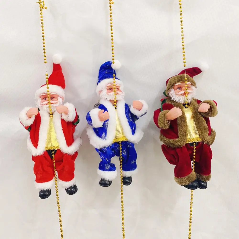 

Electric Climbing Ladder Santa Claus Plush Doll Christmas Figurine Ornament Climb Up The Beads And Go Down Kids Toy Gifts New