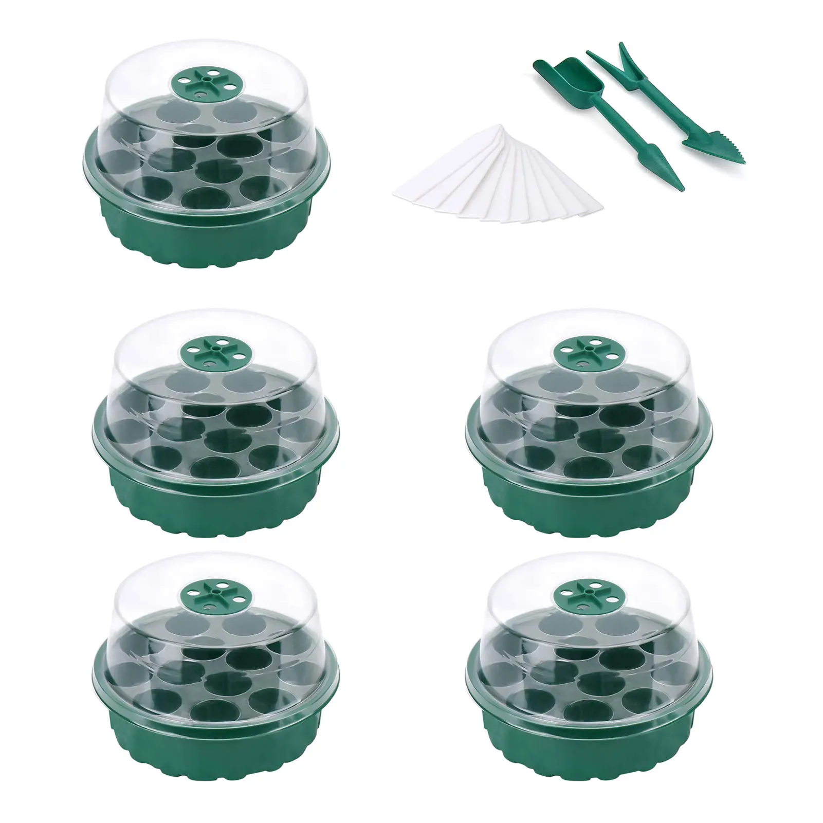 

Seedling Trays Starter 5-Pack Mini Propagator Plant Grow Kit Greenhouse With Humidity Vented Domes And Base For SeedsStarting