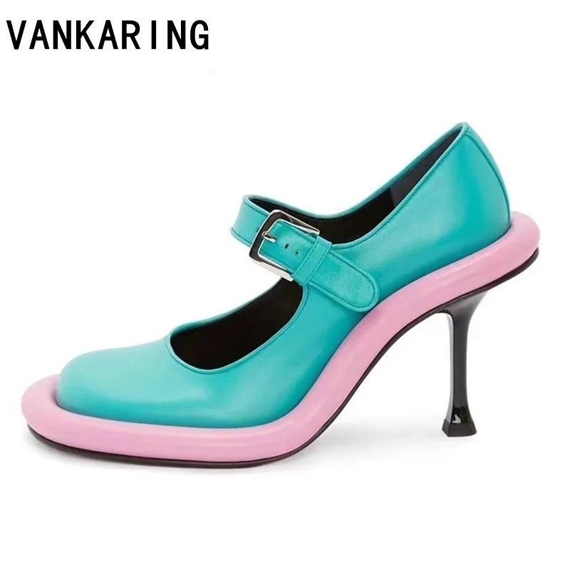 faux leather pumps women designer shoes thin high heels pumps woman party dress OL shoes spring summer shoes classic Mary Janes
