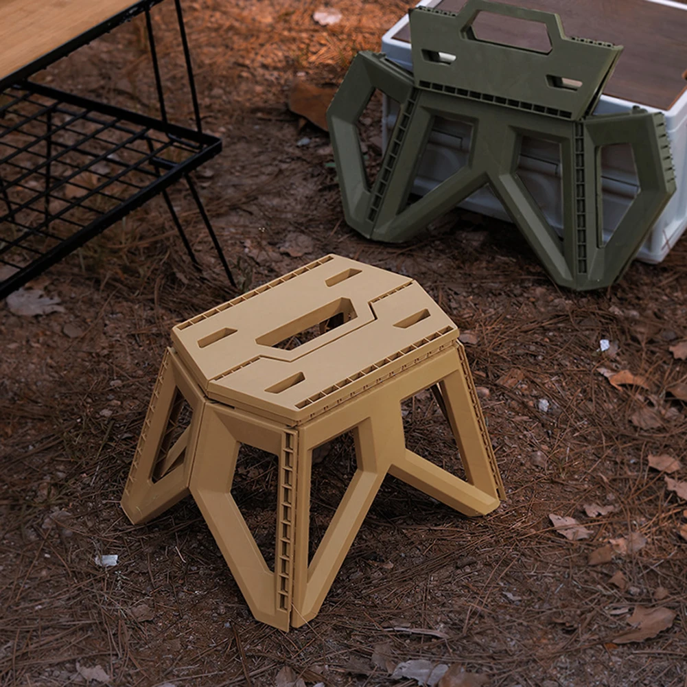 

Camping EssentialsPortable Military Outdoor Folding Stool Camping Fishing Chair Heavy Duty Reinforced PP Plastic Triangle Stool