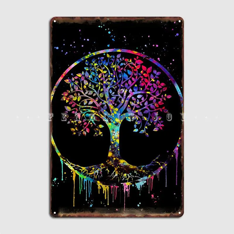 

Tree Of Life Metal Sign Cinema Living Room Mural Printing Plates Tin Sign Poster