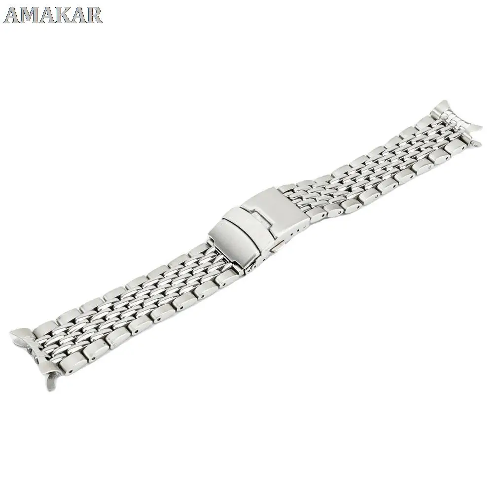 

22mm Stainless steel Curved End Bead of Rice Watch Band Strap Fit For SKX 007 Watch