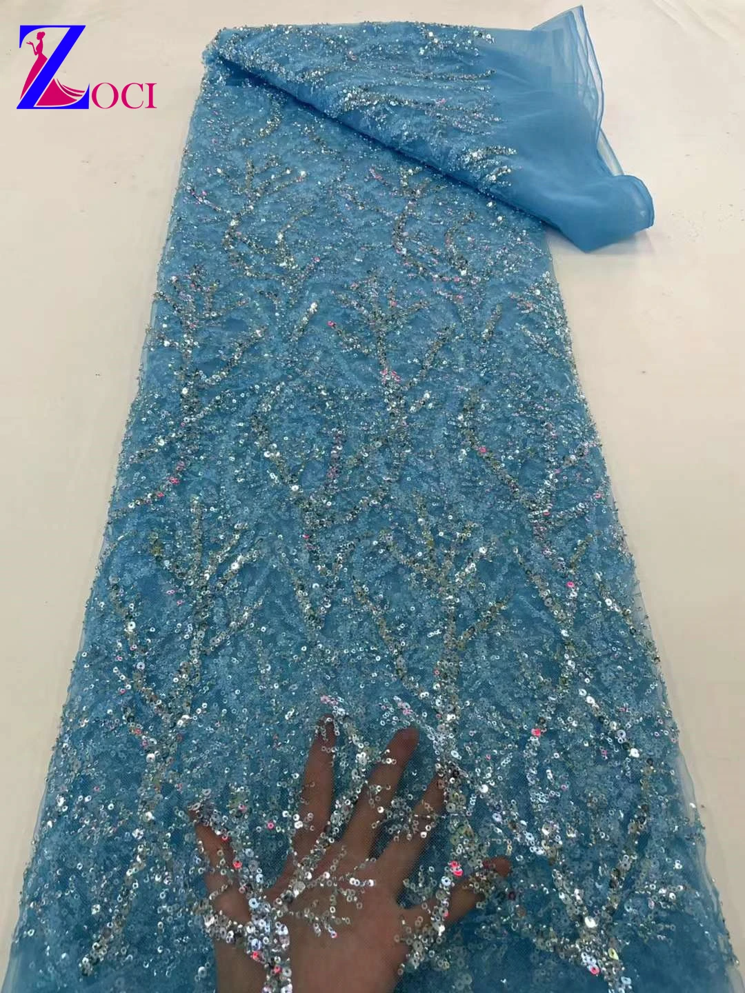 

2023 High-End French Embroidery Beadea Lace Fabric African Nigerian With Sequin Fabric For Wedding Dress