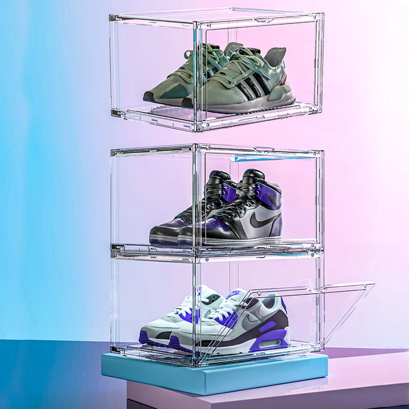 

Acrylic Transparent Dustproof Anti-oxidation AJ Sneakers Shoe Cabinet Magnetic Thickening High-top Basketball Shoes Storage Box