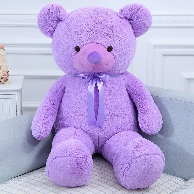 

40-200 см гигантский пурпурный медведь, плюшевые игрушки, фигурка объятия, лента, мягкие куклы, подарок на день Святого Валентина, День рождения для девушки, ребенка, ребенка