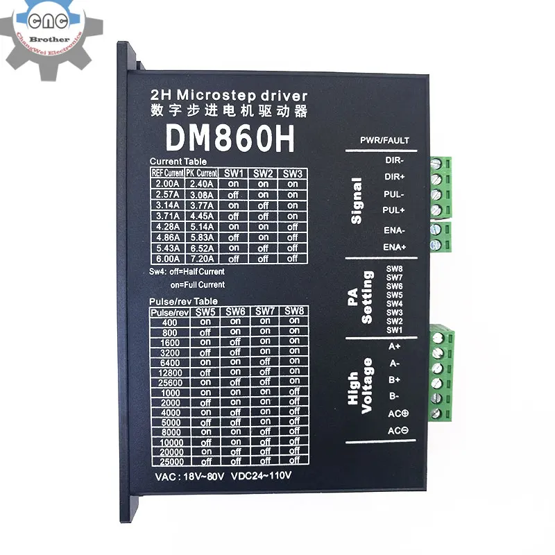 DM860 DM860H Контроллер привода двигателя 24 ~ 80 В постоянного тока 7 2 А Подходит для 42 57