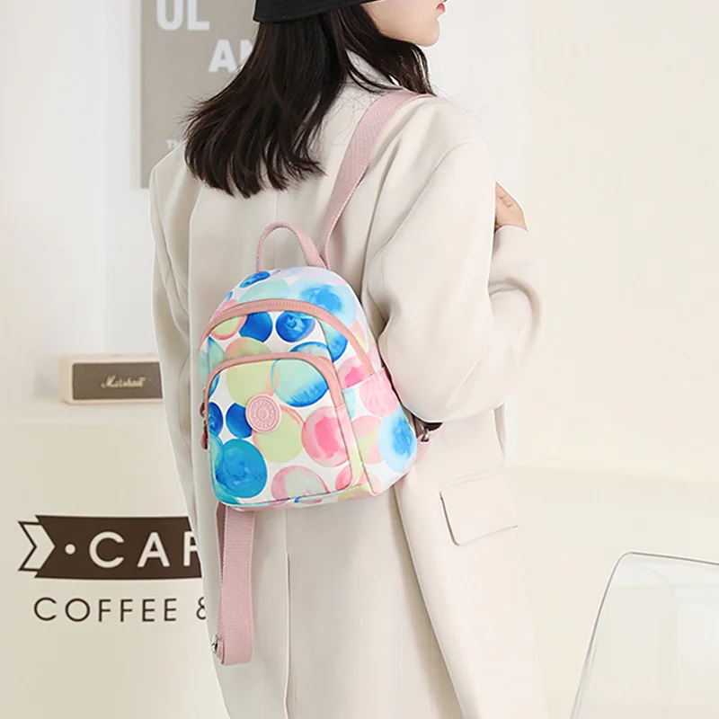 

Small Women's Backpack Waterproof Nylon Shopping Backpack Fashion Korean Version Casual Girl Mini Mobile Phone Bag Kawaii