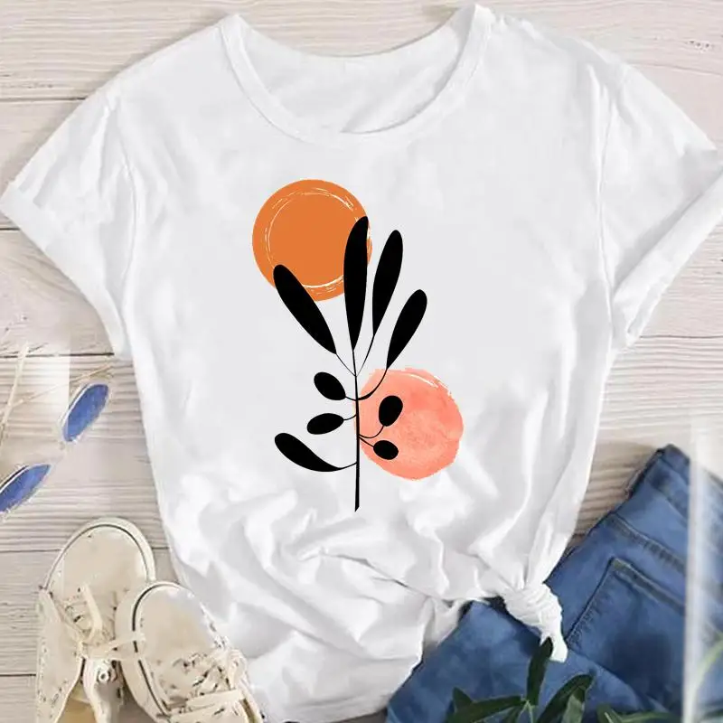 

Women Short Sleeve Plant Ladies Abstract Clothes Tee Tshirt Fashion Female Tops Print Mujer Camisetas Cartoon Graphic T-Shirt