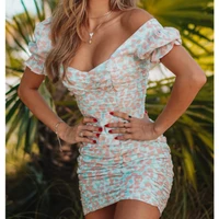summer cottagecore floral print dress women ruched ruffles female mini dress y2k holiday style party beach vestidos 2021 fashion