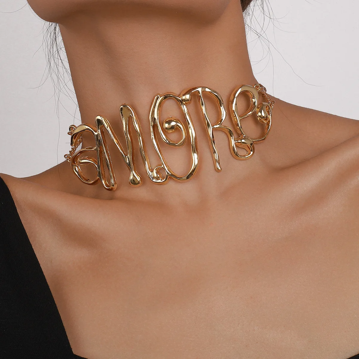 

Exaggerated Letter Woman Hip Hop Choker Necklace Party Jewelry