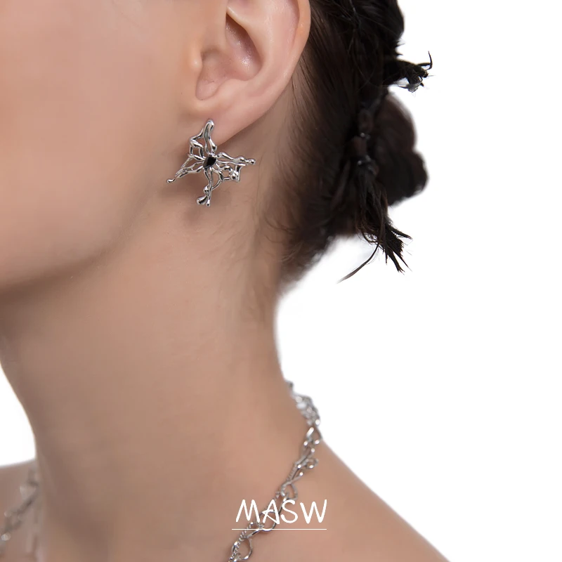 

MASW Fashion Jewelry Butterfly Earrings Original Design Brass Metal Silvery Plating High Quality AAA Zircon Women Earrings Gift