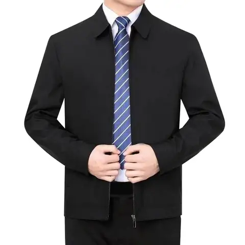 Мужская повседневная куртка с отложным воротником, однотонная Классическая ветровка, Осень-зима 2022