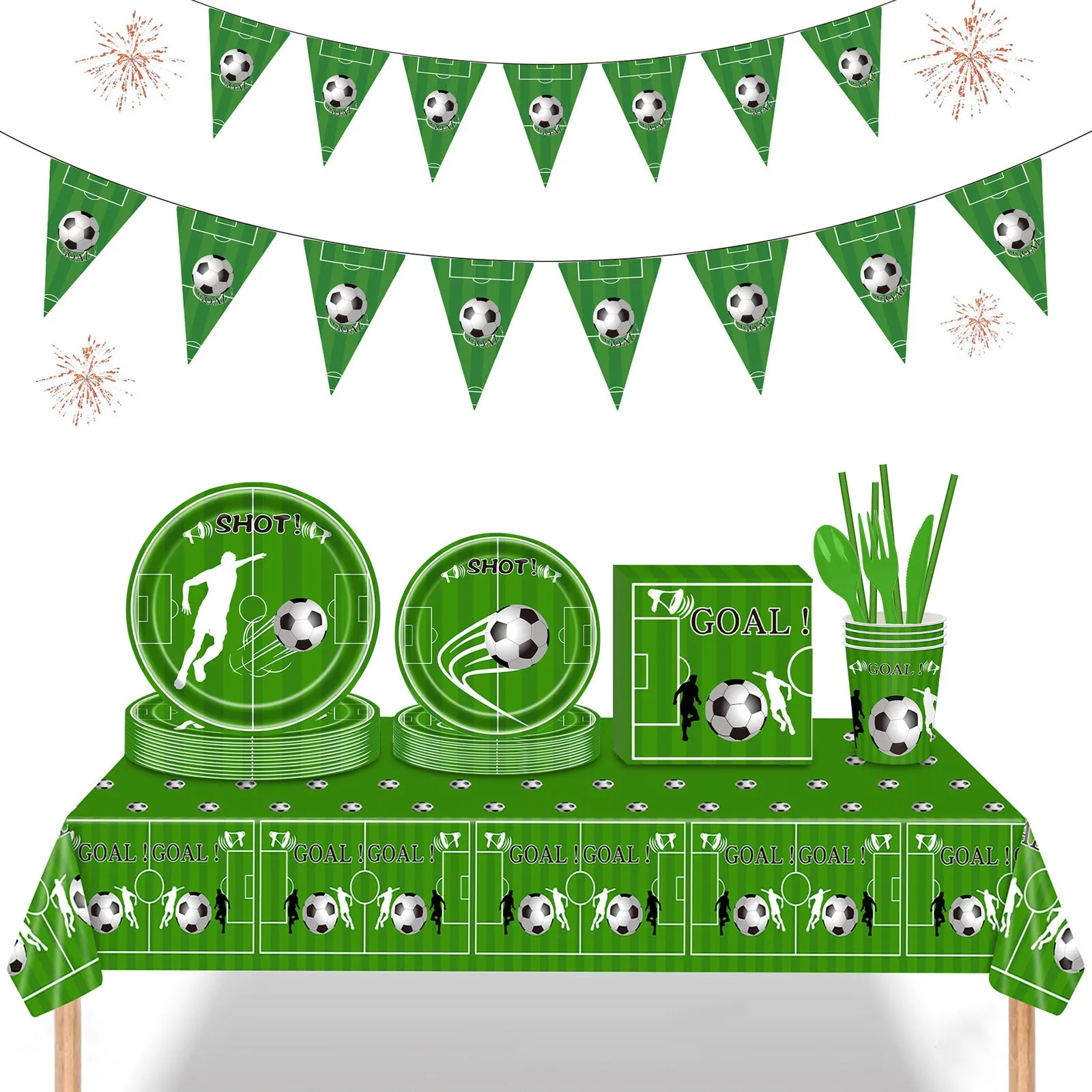 

2022 Soccer Party Supplies Soccer Theme Birthday Tableware Set Table Decorations Favors Paper Plates Napkins Forks For 16 Guests