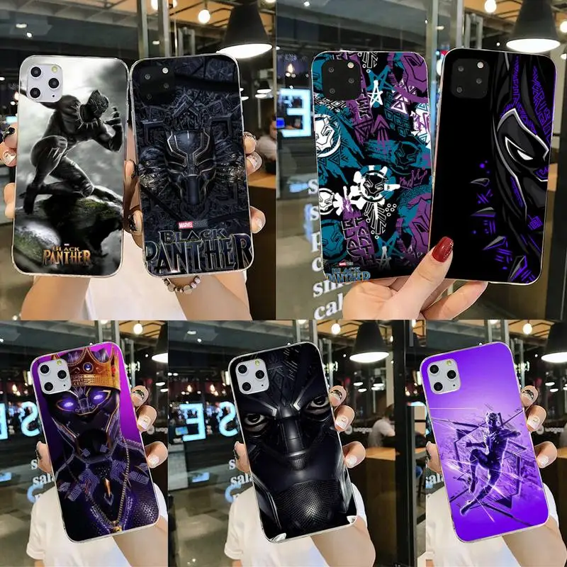 

Marvel Black Panther Phone Case For iphone 13 12 11 Pro Max Mini XS Max 8 7 Plus X SE 2020 XR Silicone Soft cover