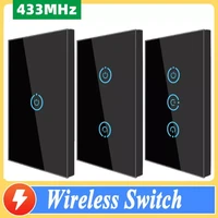 123 gang 433mhz wireless remote wall light touch switch wireless rf433 sensor freely stick remote touch switch brazil standard