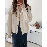 autumn long sleeved jackets tops women 2022 korean lapel casual tooling jacket fashion solid color zipper coat female clothing