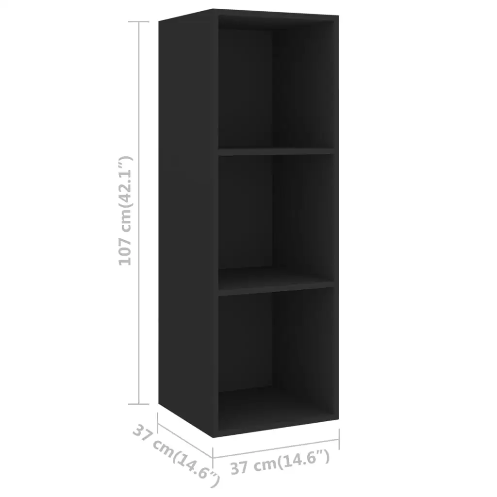 

TV cabinet wall Black 37x37x107 cm chipboard